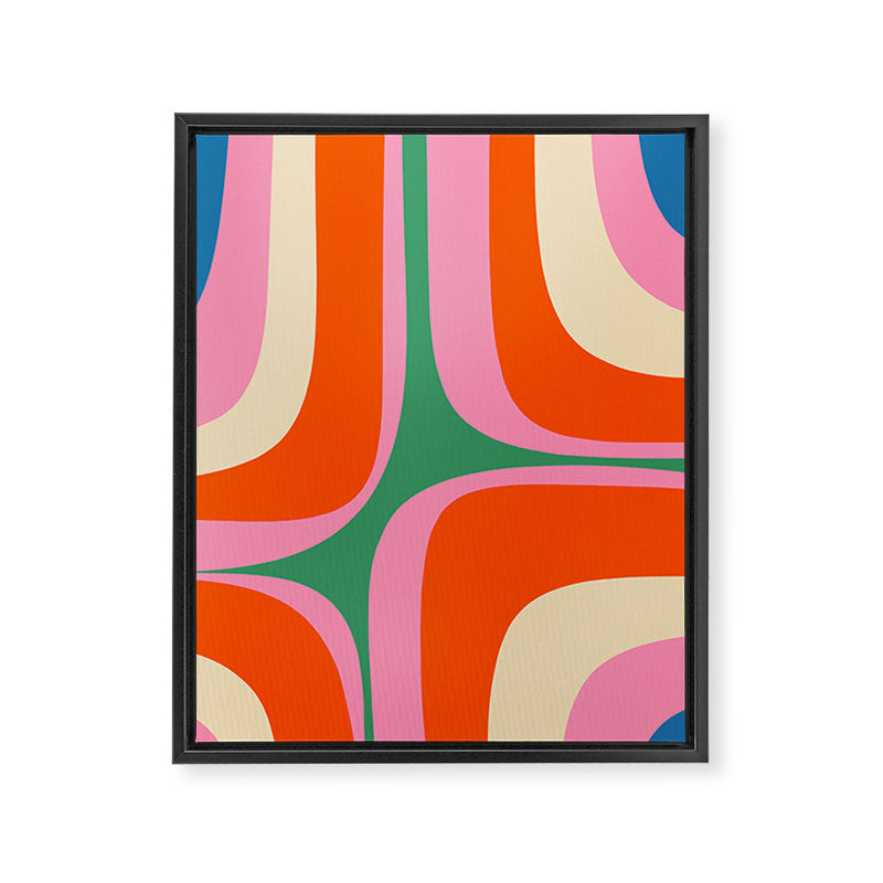 Retro Groove Colorful Vibrant Abstract Pattern Framed Canvas Print Gallery Image 6