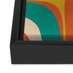 Retro Groove Mid Century Modern Abstract Pattern in Mid Mod Teal Orange Mustard Framed Canvas Print Gallery Image 3