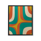 Retro Groove Mid Century Modern Abstract Pattern in Mid Mod Teal Orange Mustard Framed Canvas Print Gallery Image 6