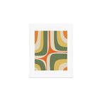 Retro Groove Mid Century Modern Abstract Pattern in Mossy Sage Olive Green Orange Mustard Art Print Gallery Image 1