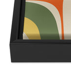 Retro Groove Mid Century Modern Abstract Pattern in Mossy Sage Olive Green Orange Mustard Framed Canvas Print Gallery Image 3