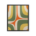 Retro Groove Mid Century Modern Abstract Pattern in Mossy Sage Olive Green Orange Mustard Framed Canvas Print Gallery Image 6