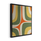 Retro Groove Mid Century Modern Abstract Pattern in Mossy Sage Olive Green Orange Mustard Framed Canvas Print Gallery Image 2