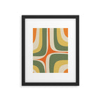 Retro Groove Mid Century Modern Abstract Pattern in Mossy Sage Olive Green Orange Mustard Framed Art Print Gallery Image 5