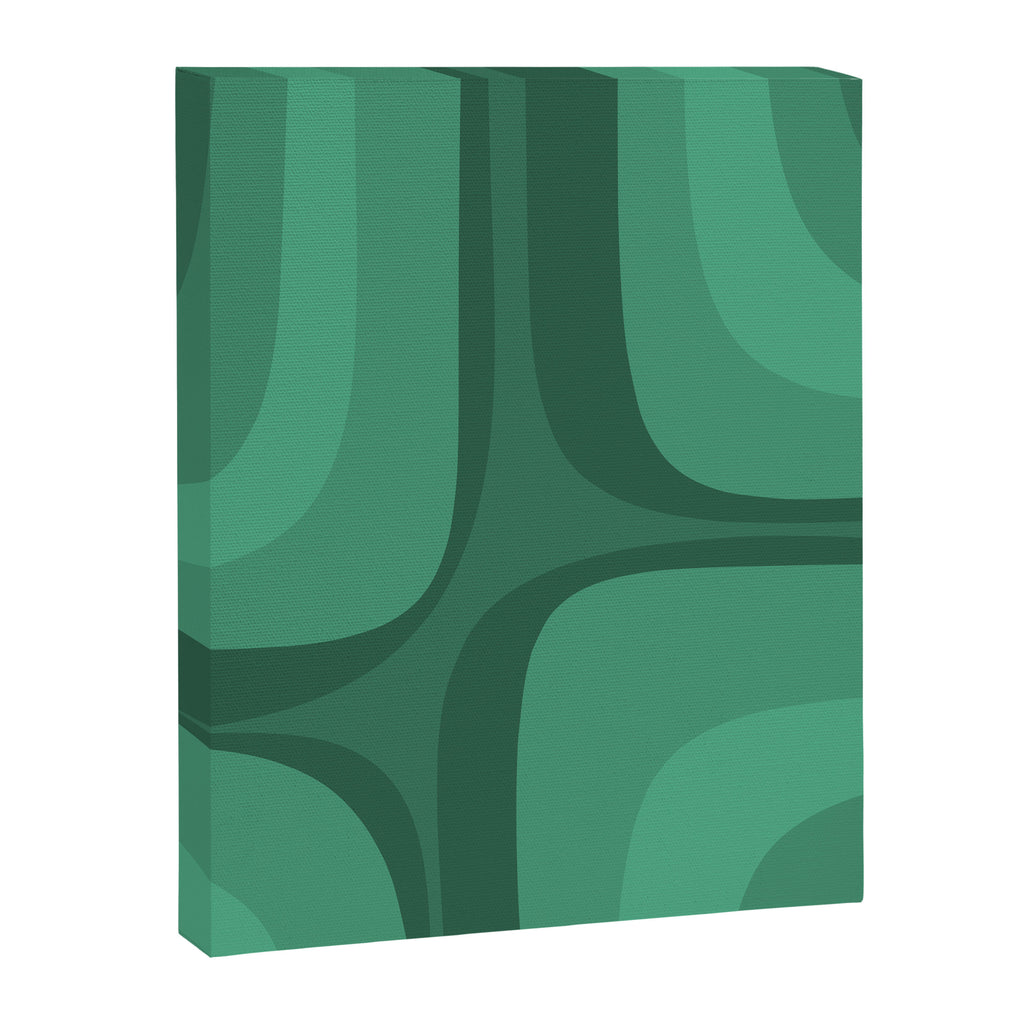 Retro Groove Mid Century Modern Minimal Abstract Emerald Green  Canvas Print Gallery Image 6