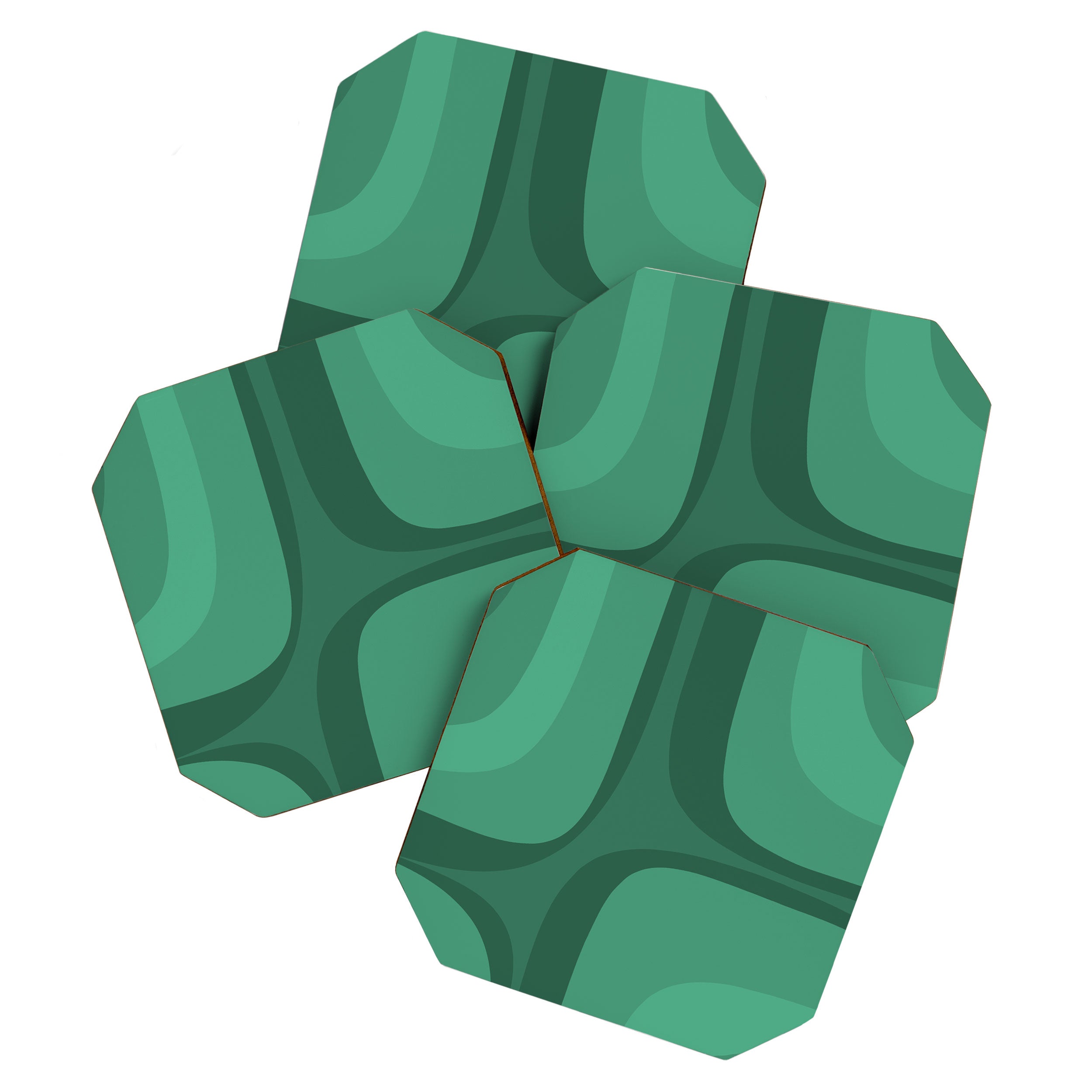 Retro Groove Mid Century Modern Minimal Abstract Emerald Green  Coaster Gallery Image 1
