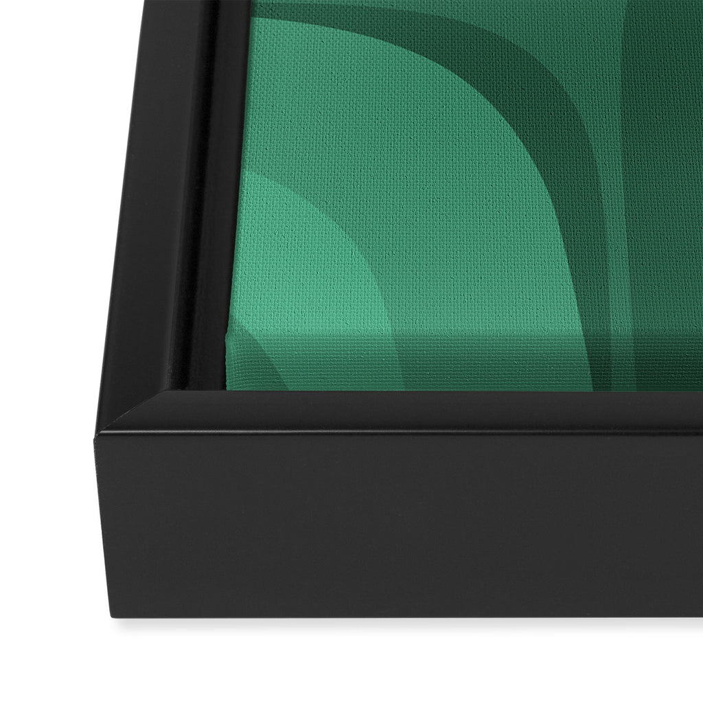 Retro Groove Mid Century Modern Minimal Abstract Emerald Green  Framed Canvas Print Gallery Image 3