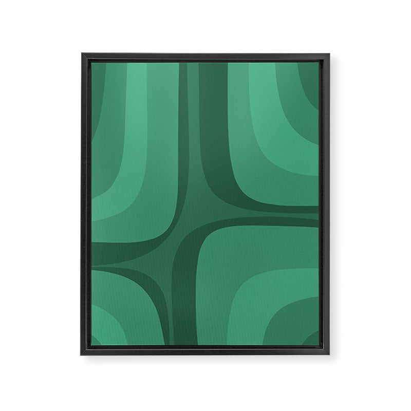 Retro Groove Mid Century Modern Minimal Abstract Emerald Green  Framed Canvas Print Gallery Image 6