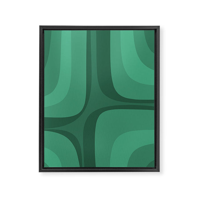 Retro Groove Mid Century Modern Minimal Abstract Emerald Green  Framed Canvas Print Gallery Image 1
