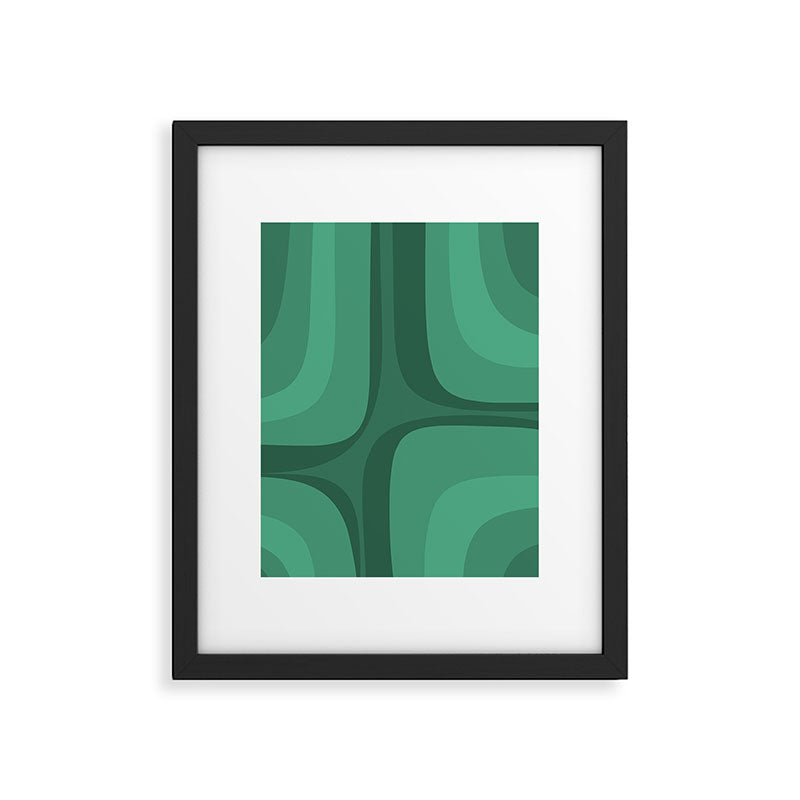 Retro Groove Mid Century Modern Minimal Abstract Emerald Green  Framed Art Print Gallery Image 5