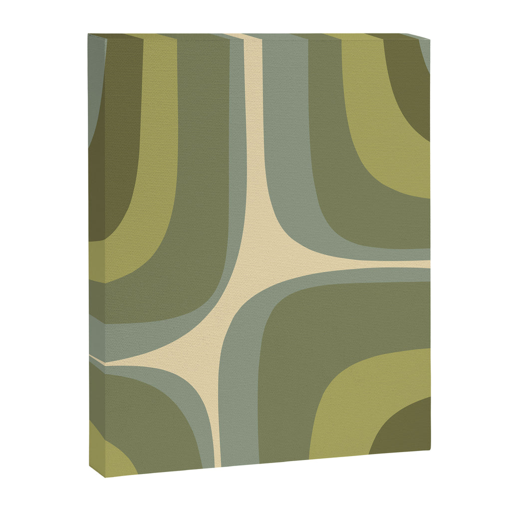 Retro Groove Minimalist Abstract in Olive Green Tones Canvas Print Gallery Image 6