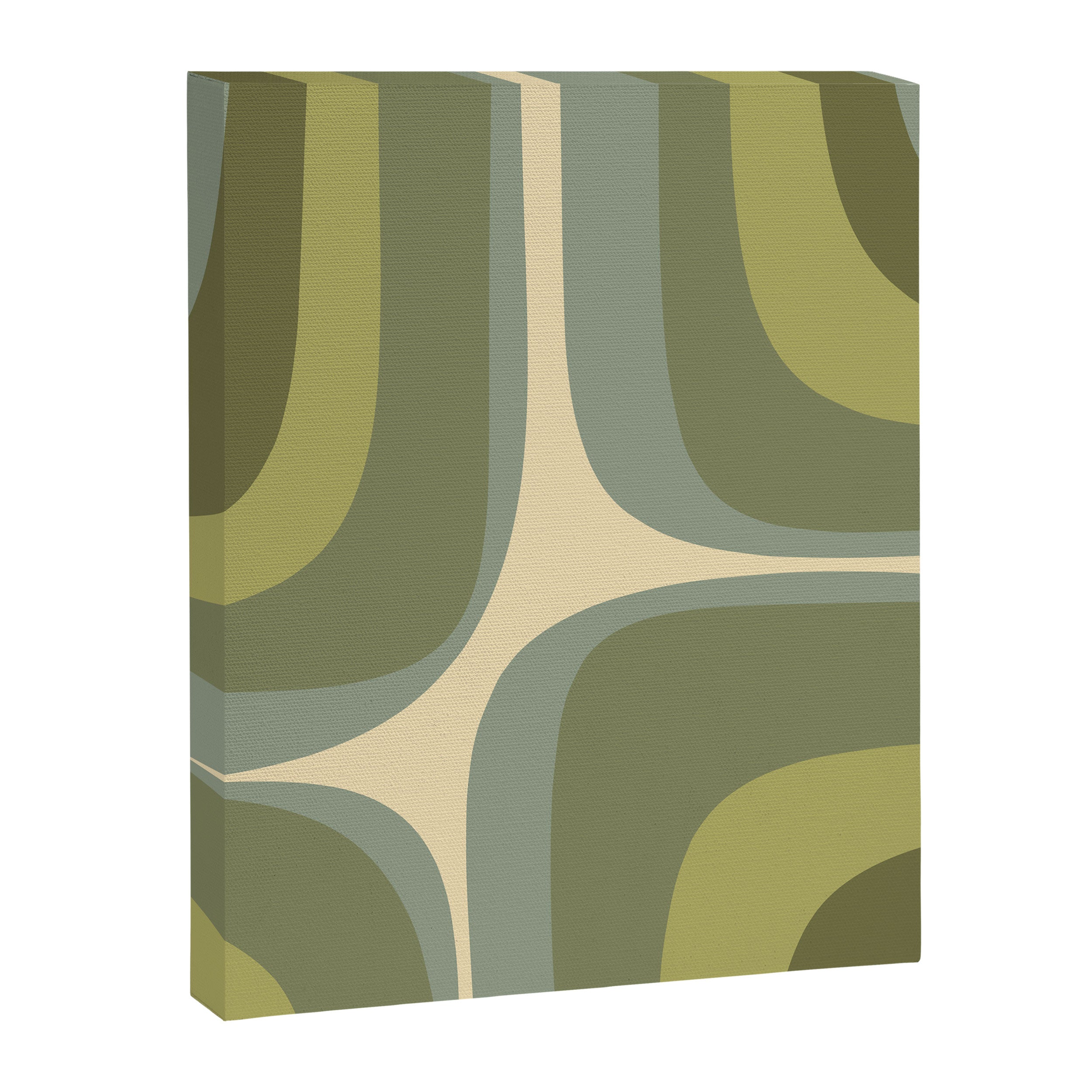Retro Groove Minimalist Abstract in Olive Green Tones Canvas Print Gallery Image 6