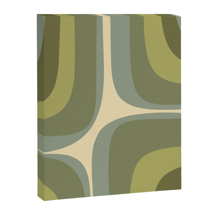 Retro Groove Minimalist Abstract in Olive Green Tones Canvas Print Gallery Image 1