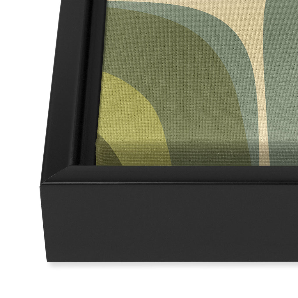 Retro Groove Minimalist Abstract in Olive Green Tones Framed Canvas Print Gallery Image 3