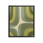Retro Groove Minimalist Abstract in Olive Green Tones Framed Canvas Print Gallery Image 6