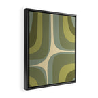 Retro Groove Minimalist Abstract in Olive Green Tones Framed Canvas Print Gallery Image 2