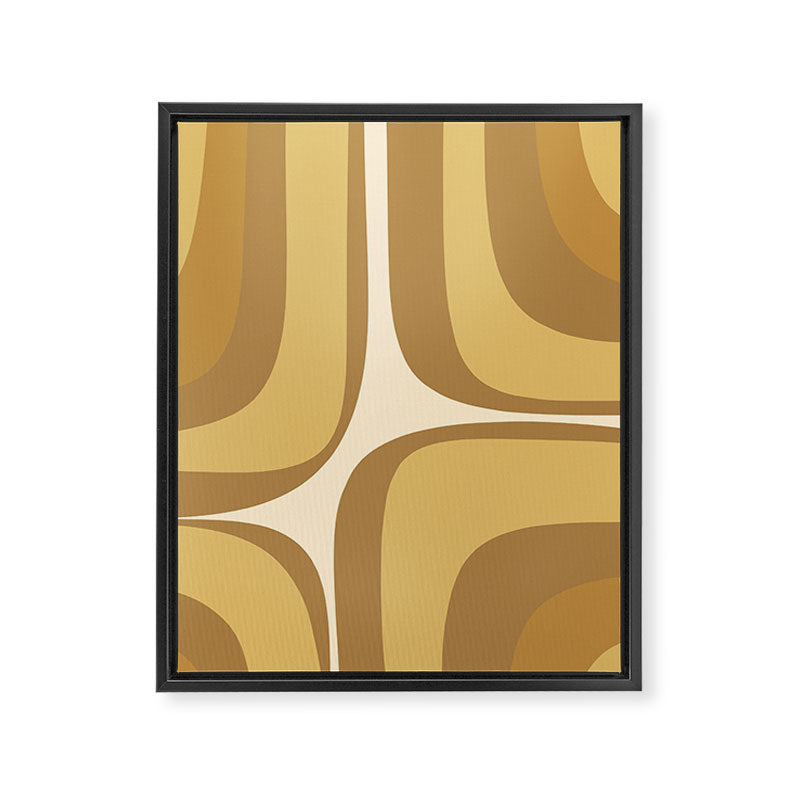 Retro Groove Minimalist Mid Century Modern Abstract in Ochre Dijon Tones Framed Canvas Print Gallery Image 6