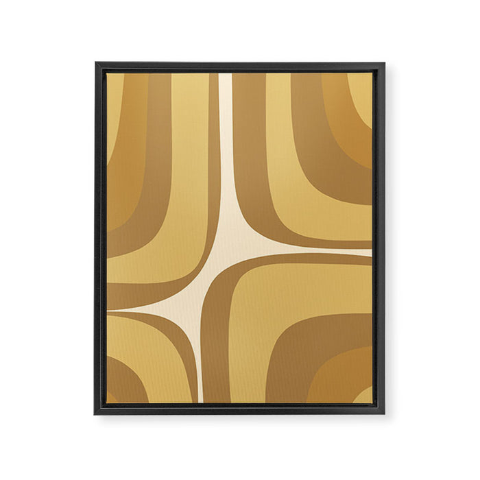 Retro Groove Minimalist Mid Century Modern Abstract in Ochre Dijon Tones Framed Canvas Print Gallery Image 1
