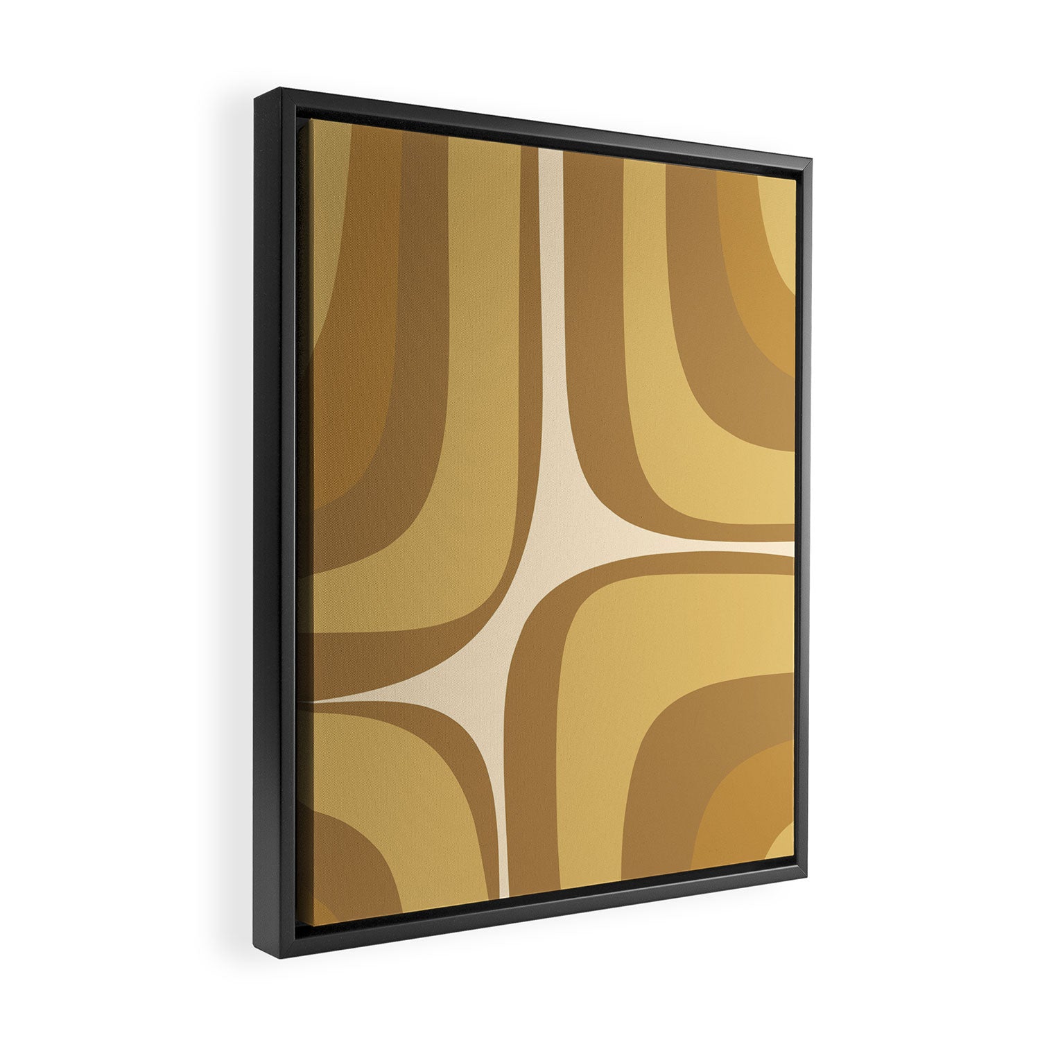 Retro Groove Minimalist Mid Century Modern Abstract in Ochre Dijon Tones Framed Canvas Print Gallery Image 2