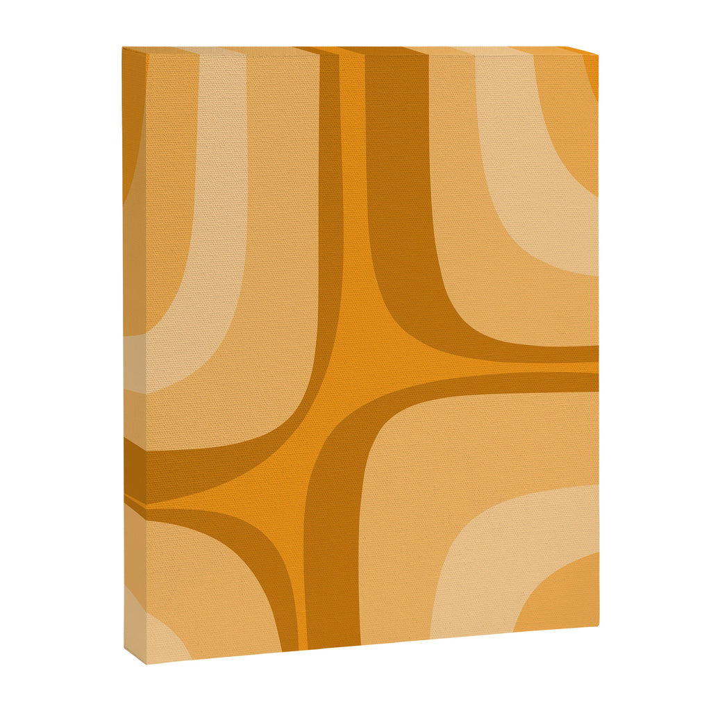 Retro Groove Minimalist Midcentury Abstract Pattern Mustard Ochre Orange Canvas Print Gallery Image 6