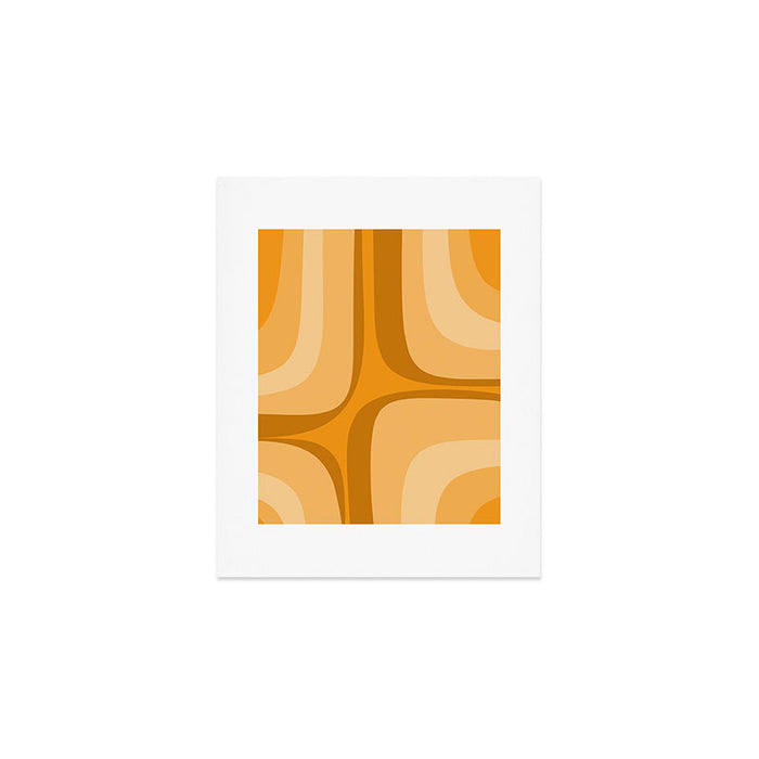 Retro Groove Minimalist Midcentury Abstract Pattern Mustard Ochre Orange Art Print Gallery Image 1