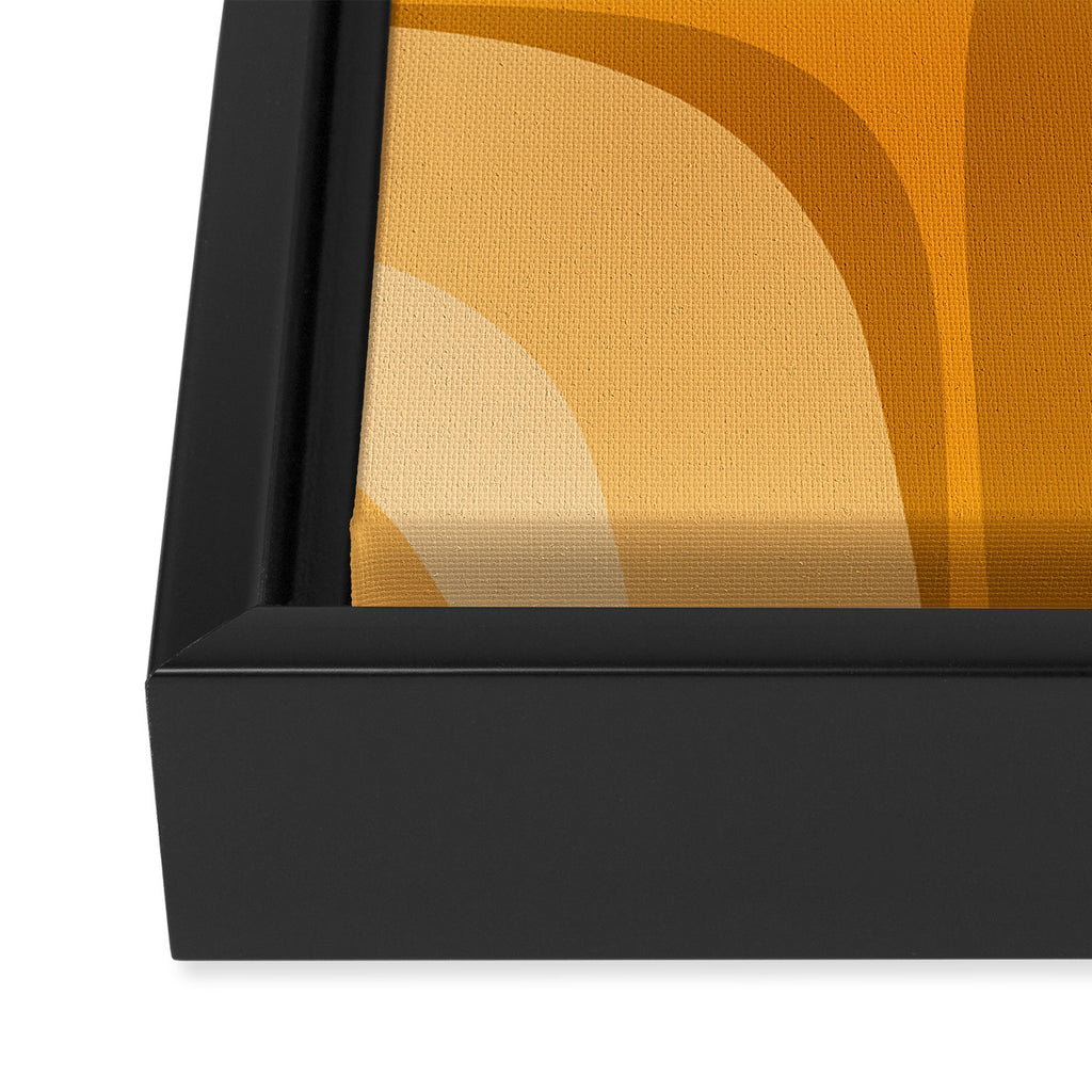Retro Groove Minimalist Midcentury Abstract Pattern Mustard Ochre Orange Framed Canvas Print Gallery Image 3