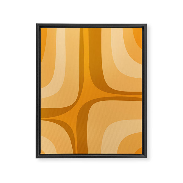 Retro Groove Minimalist Midcentury Abstract Pattern Mustard Ochre Orange Framed Canvas Print Gallery Image 1