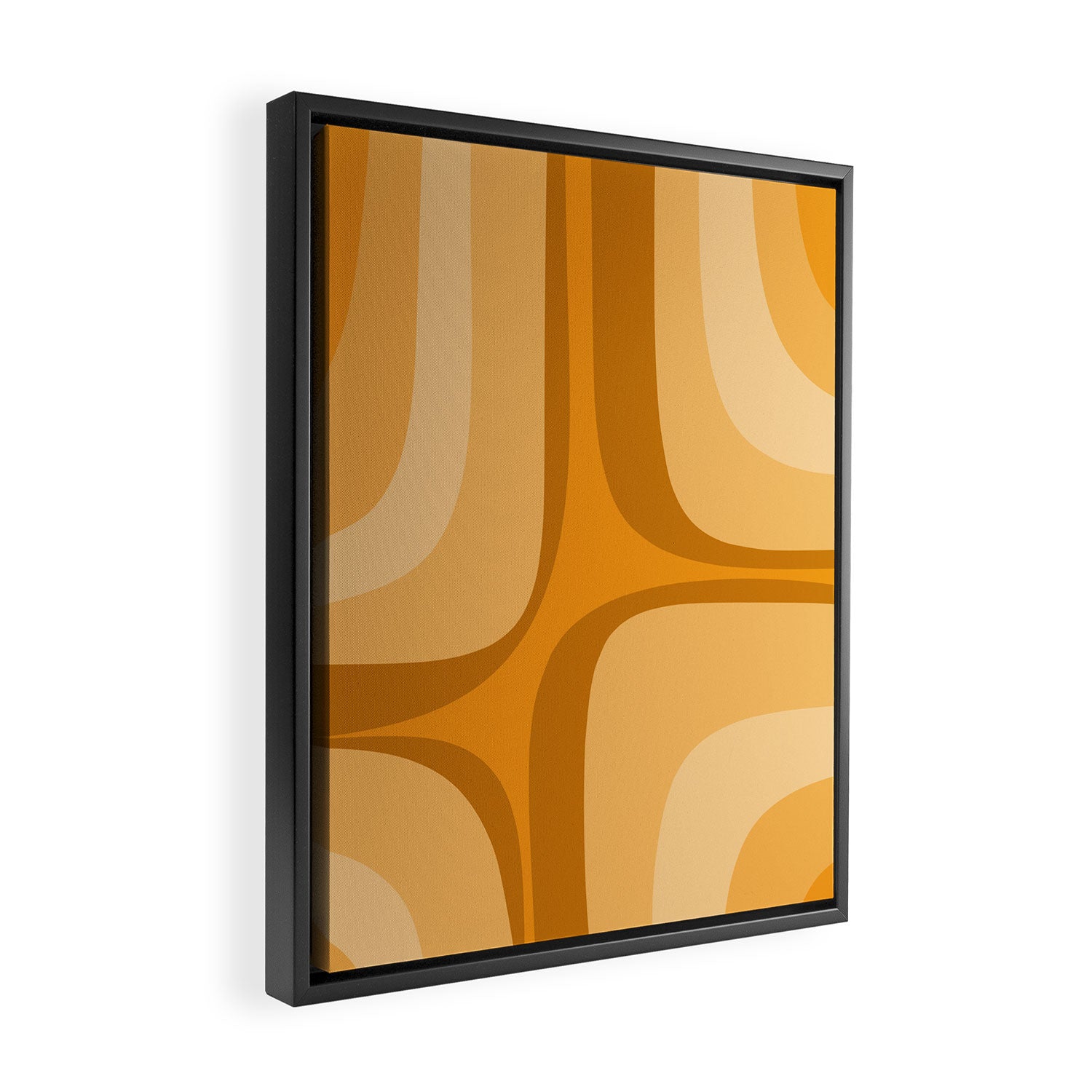 Retro Groove Minimalist Midcentury Abstract Pattern Mustard Ochre Orange Framed Canvas Print Gallery Image 2