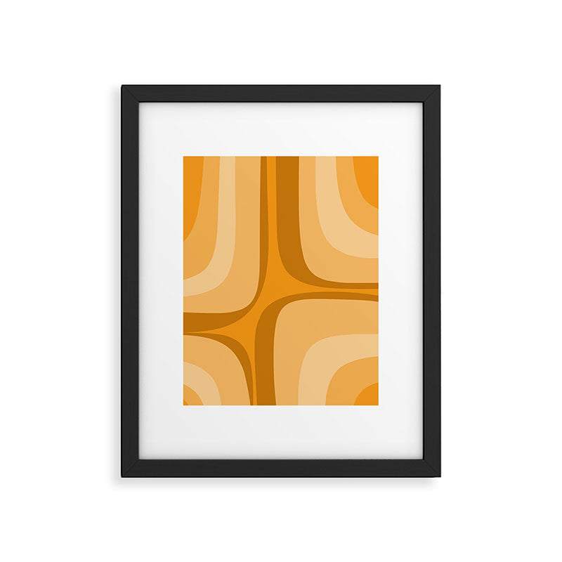 Retro Groove Minimalist Midcentury Abstract Pattern Mustard Ochre Orange Framed Art Print Gallery Image 5