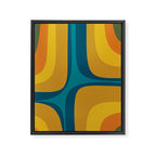 Retro Groove Mustard Teal - Minimalist Mid Century Abstract Pattern Framed Canvas Print Gallery Image 6