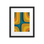 Retro Groove Mustard Teal - Minimalist Mid Century Abstract Pattern Framed Art Print Gallery Image 5