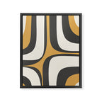 Retro Groove Pattern in Charcoal Grey, Muted Mustard Gold, and Cream  Framed Canvas Print Gallery Image 6