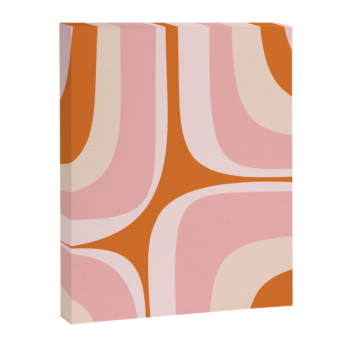 Retro Groove Pink and Orange - Cheerful Abstract Minimalist Pattern Canvas Print Gallery Image 6