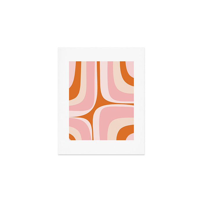 Retro Groove Pink and Orange - Cheerful Abstract Minimalist Pattern Art Print Gallery Image 1