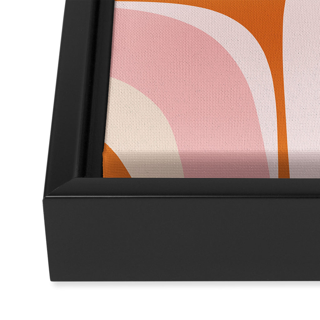 Retro Groove Pink and Orange - Cheerful Abstract Minimalist Pattern Framed Canvas Print Gallery Image 3