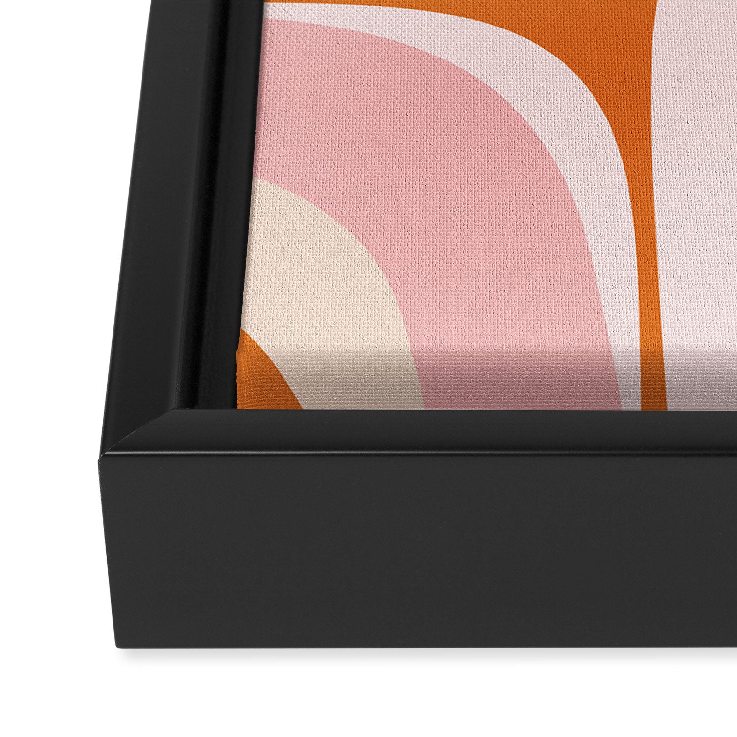 Retro Groove Pink and Orange - Cheerful Abstract Minimalist Pattern Framed Canvas Print Gallery Image 3