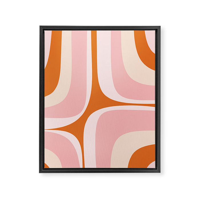 Retro Groove Pink and Orange - Cheerful Abstract Minimalist Pattern Framed Canvas Print Gallery Image 1