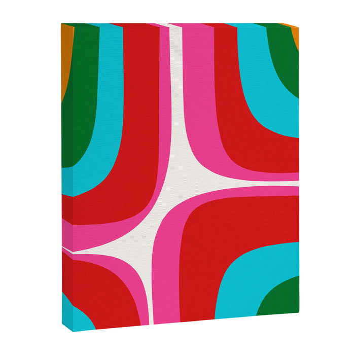 Retro Groove Vivid Mid Century Modern Abstract Pattern with Hot Pink Canvas Print Gallery Image 1