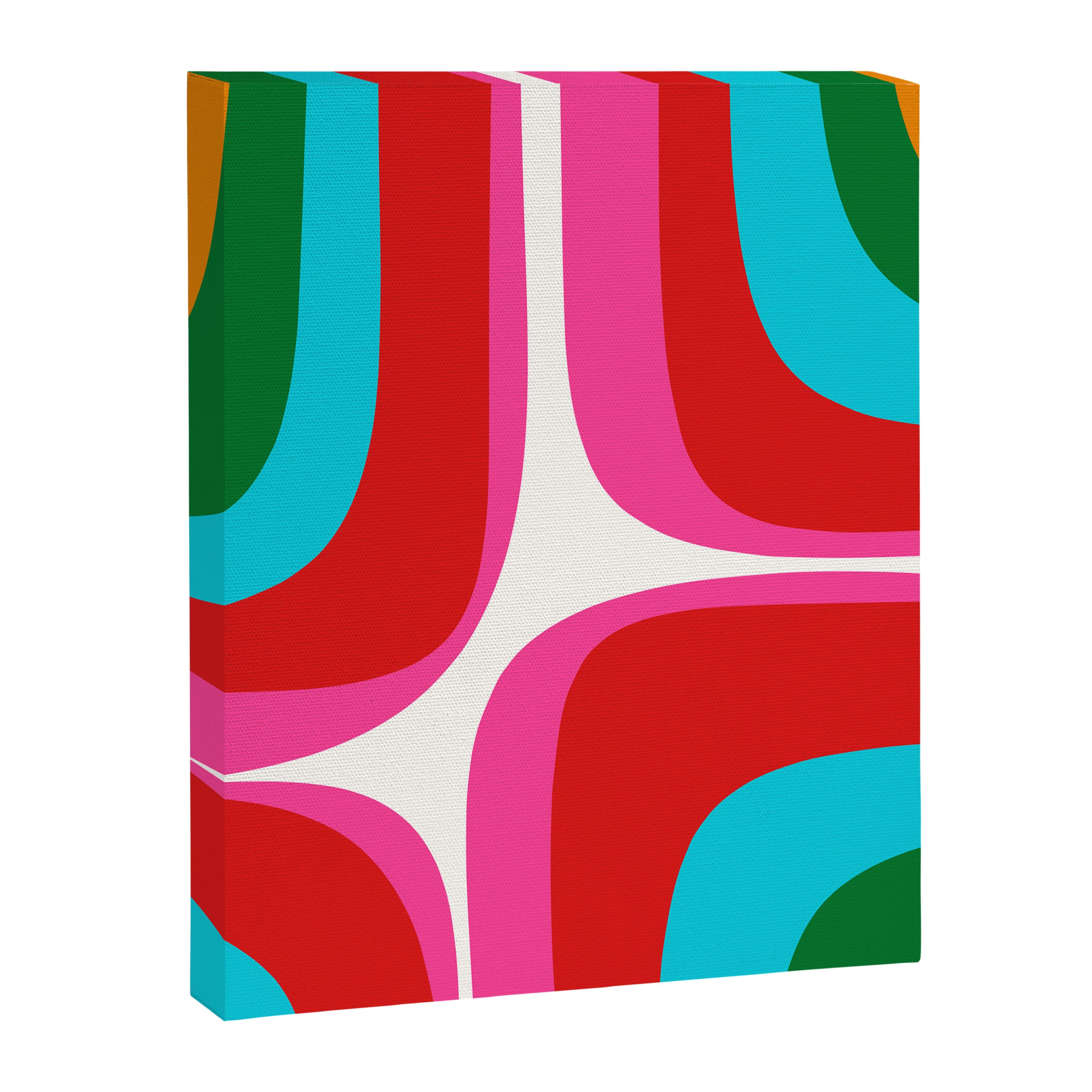 Retro Groove Vivid Mid Century Modern Abstract Pattern with Hot Pink Canvas Print Gallery Image 6