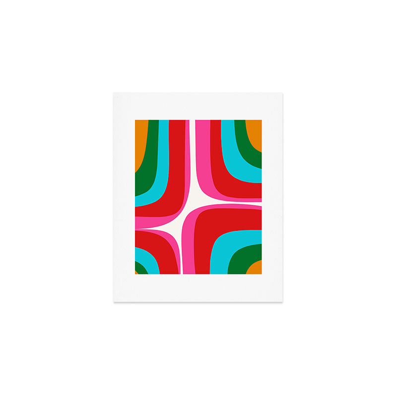 Retro Groove Vivid Mid Century Modern Abstract Pattern with Hot Pink Art Print Gallery Image 1