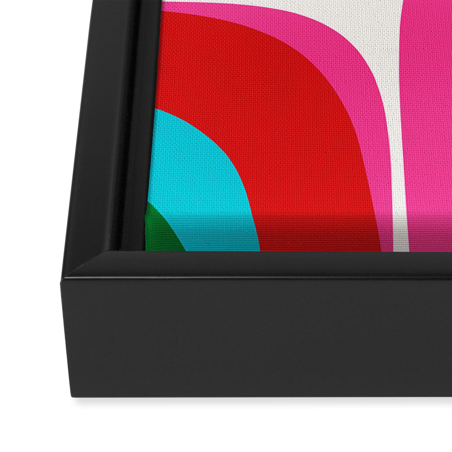 Retro Groove Vivid Mid Century Modern Abstract Pattern with Hot Pink Framed Canvas Print Gallery Image 3