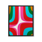 Retro Groove Vivid Mid Century Modern Abstract Pattern with Hot Pink Framed Canvas Print Gallery Image 6