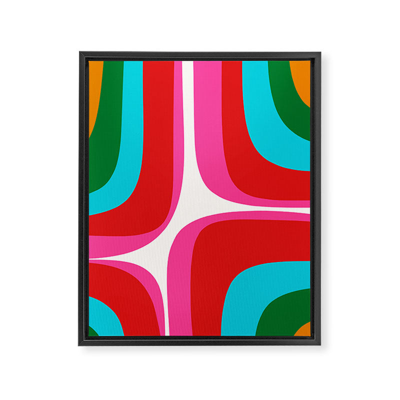 Retro Groove Vivid Mid Century Modern Abstract Pattern with Hot Pink Framed Canvas Print Gallery Image 6