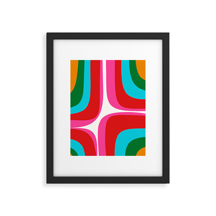 Retro Groove Vivid Mid Century Modern Abstract Pattern with Hot Pink Framed Art Print Gallery Image 1