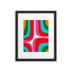 Retro Groove Vivid Mid Century Modern Abstract Pattern with Hot Pink Framed Art Print Gallery Image 5