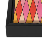 Retro Harlequin Colorful Mid Century Geometric Pattern Pink Orange Yellow Framed Canvas Print Gallery Image 3