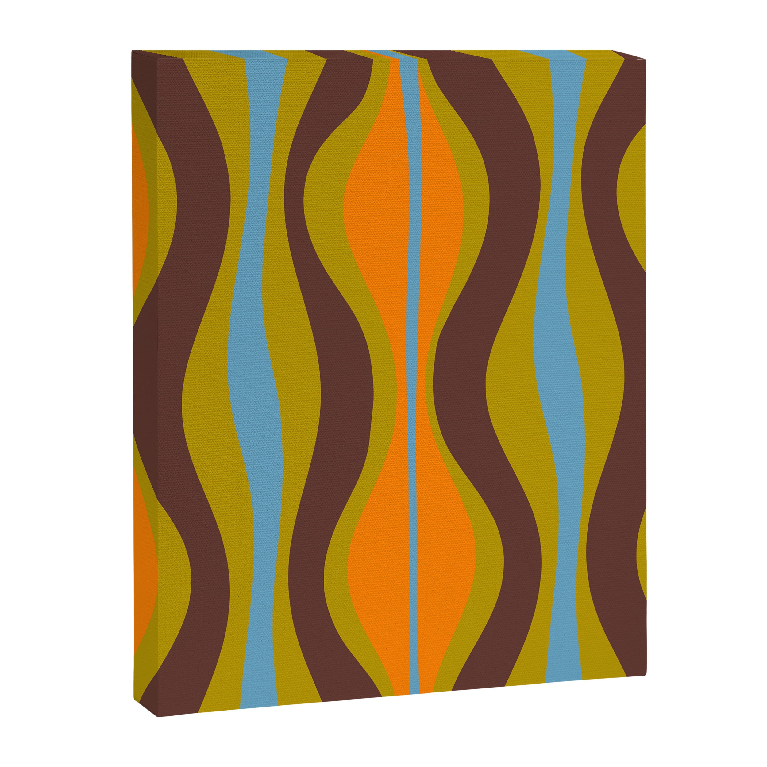 Retro Hourglass Abstract Eclectic Pattern in Brown Chartreuse Blue Orange Canvas Print Gallery Image 6