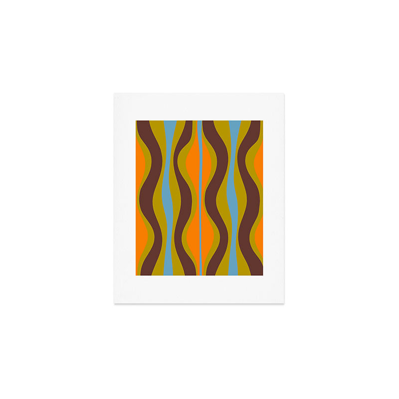 Retro Hourglass Abstract Eclectic Pattern in Brown Chartreuse Blue Orange Art Print Gallery Image 1