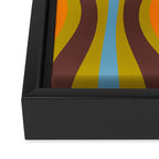Retro Hourglass Abstract Eclectic Pattern in Brown Chartreuse Blue Orange Framed Canvas Print Gallery Image 3
