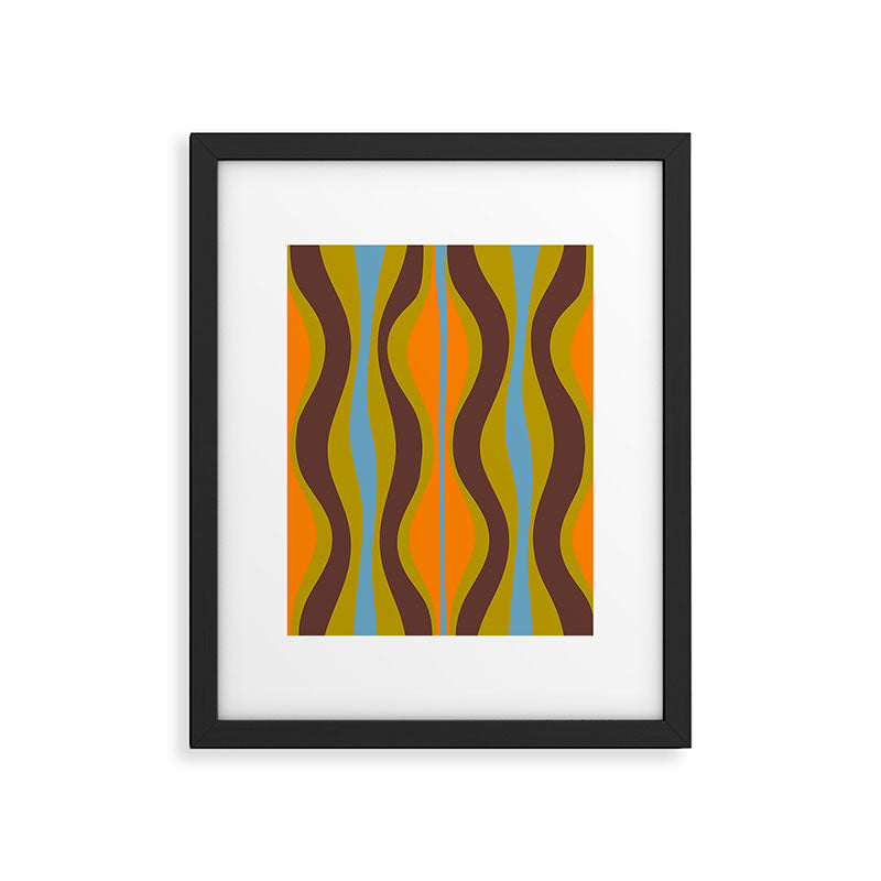 Retro Hourglass Abstract Eclectic Pattern in Brown Chartreuse Blue Orange Framed Art Print Gallery Image 5